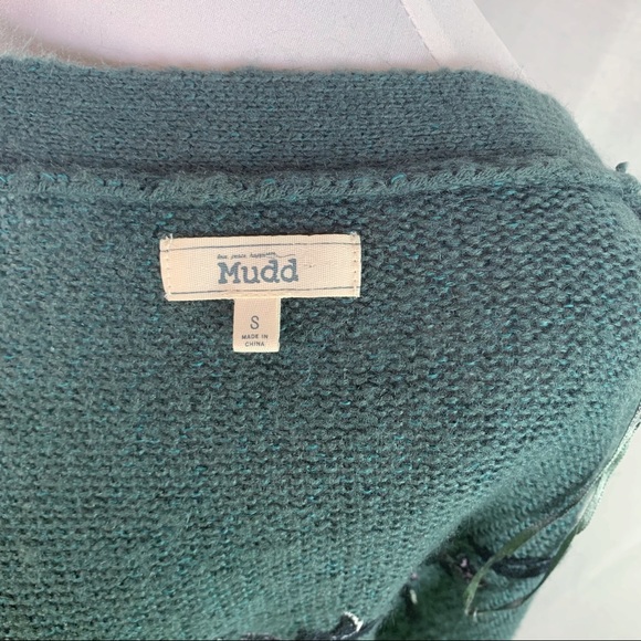 Mudd green open front embroidered floral cardigan - Picture 12 of 13